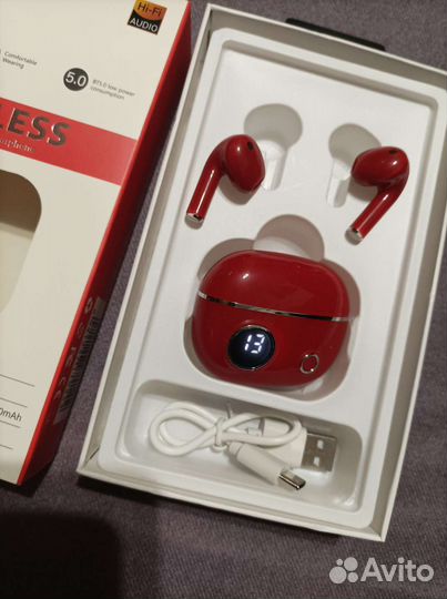 Беспроводные наушники новые Hit-Buds R2 красные