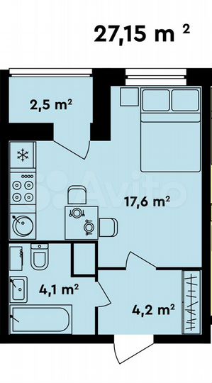 Квартира-студия, 27,2 м², 10/15 эт.
