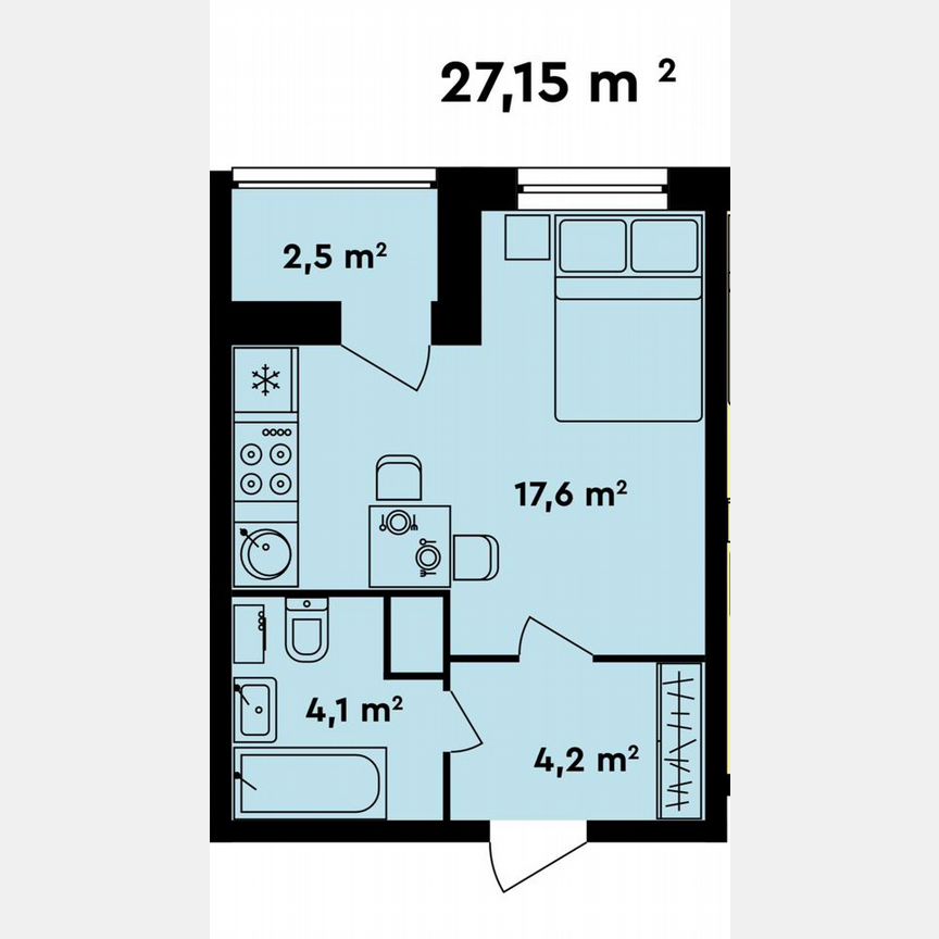 Квартира-студия, 27,2 м², 10/15 эт.