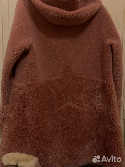 Шуба из эко меха с капюшоном