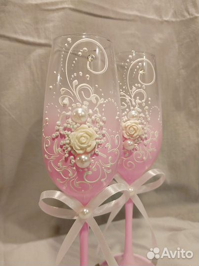 Свадебные бокалы ручной работы