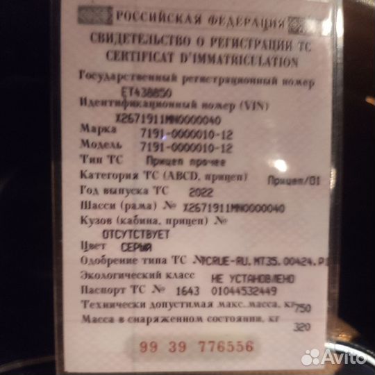 Прицеп легковой двухосный 3,1х1.56