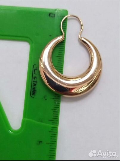 Золотые серьги, Крупные калачи,585 пробы