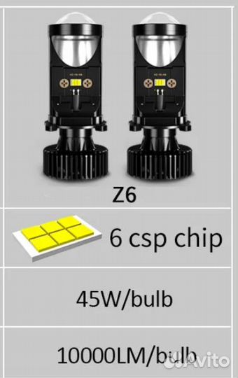 Лампа Z6 светодиодная автомобильная лампа H4 с лин