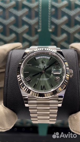 Часы Rolex Day Date 40mm green White gold