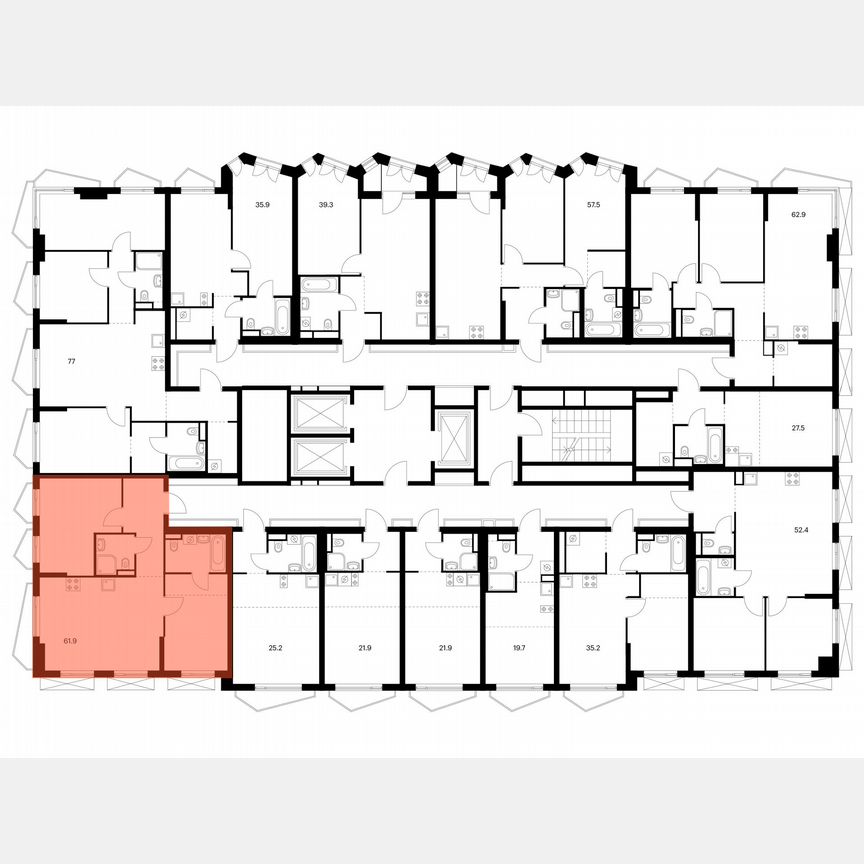 2-к. квартира, 61,9 м², 18/24 эт.