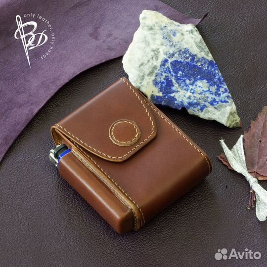 Чехол для пачки сигарет, зажигалки. Кожа. Handmade