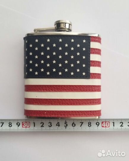 Фляжка/нерж., кожа/ новая