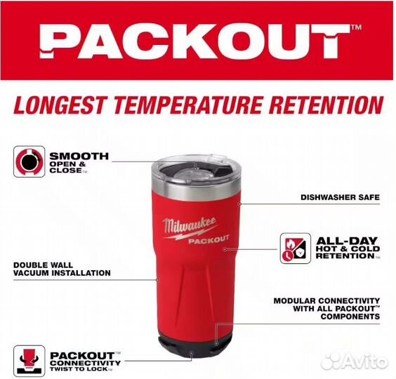 Термокружка packout milwaukee 0.591л 20oz