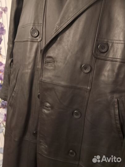 Кожаный плащ мужской