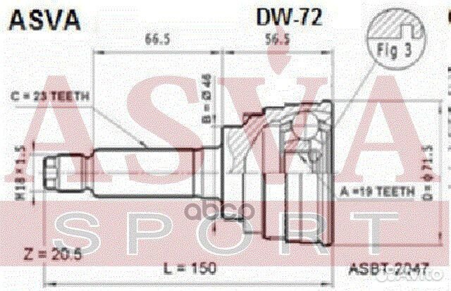 ШРУС наружный 19x46x23 DW72 asva