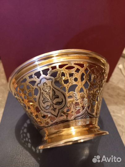 Серебряная ажурная конфетница ваза Кубачи