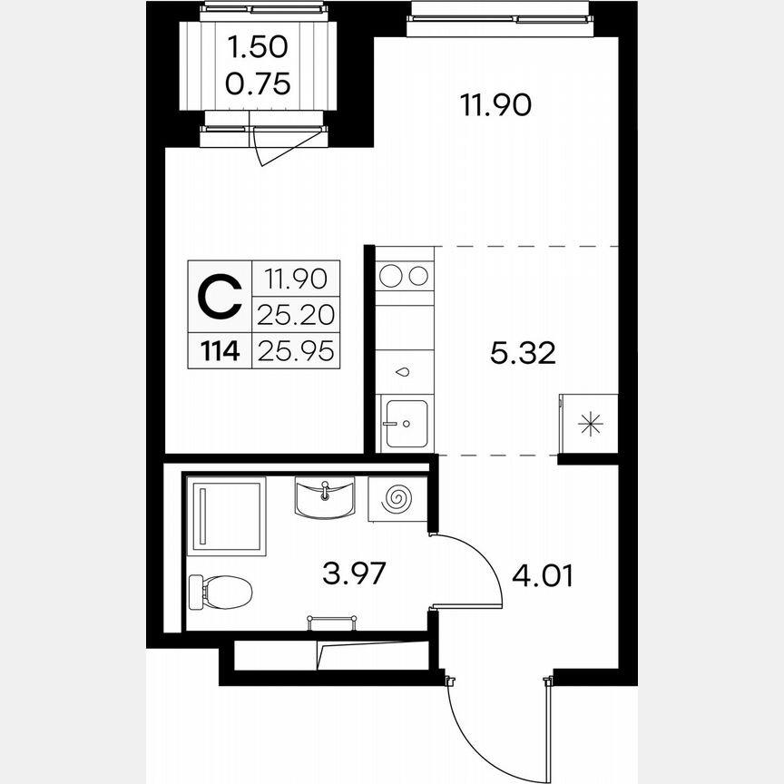 Квартира-студия, 26 м², 8/9 эт.