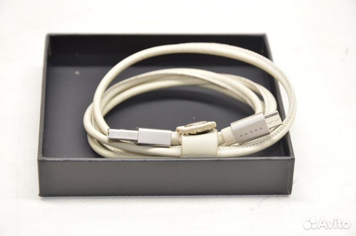 Кожаный кабель бежевый (Micro USB - USB) Volvo