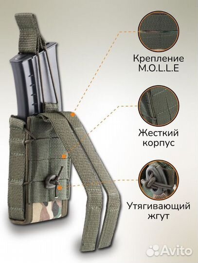 Подсумок тактический под магазин ак открытый 