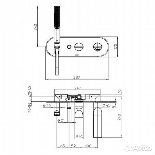 Смеситель для ванны Bossini Apice Z00555.073 Черн