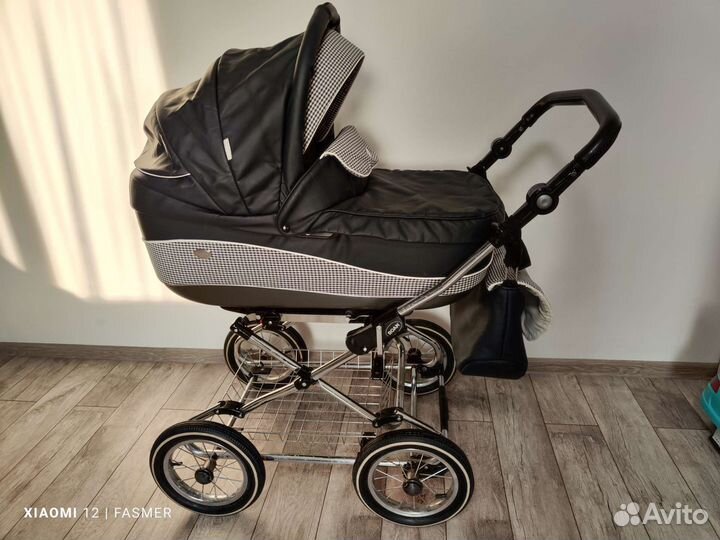 Детская коляска 2 в 1 эко кожа, черная