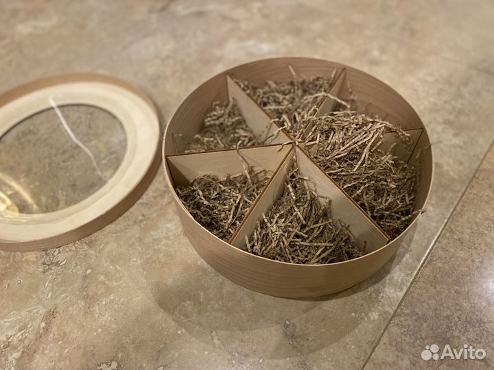 Деревянная коробка круг шпон 26 см новая