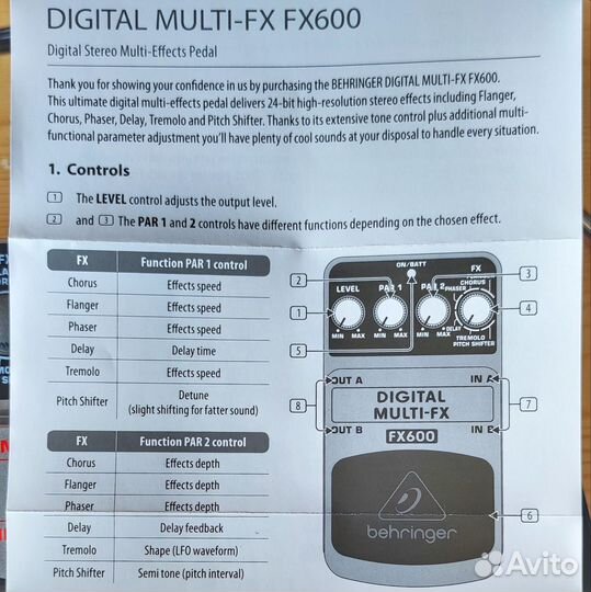 Behringer digital stereo multi-effects pedal FX600