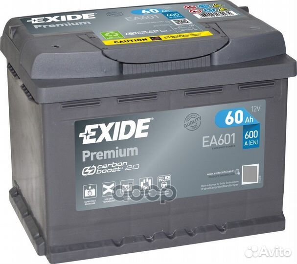 Exide EA601 premium аккумуляторная батарея 19
