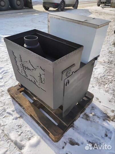 Банная печь на три помещения Медведь ковка