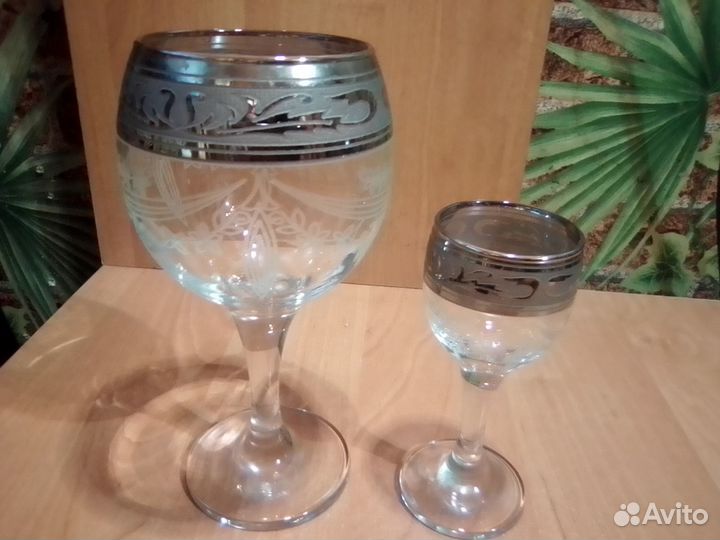 Бокал и рюмка Гусь хрустальный