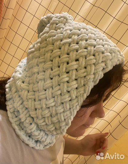 Шапка капор из ализе пуффи