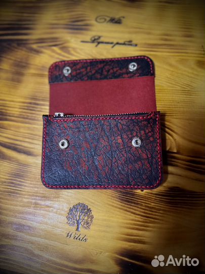 Мини кошелек из натуральной кожи ручной работы