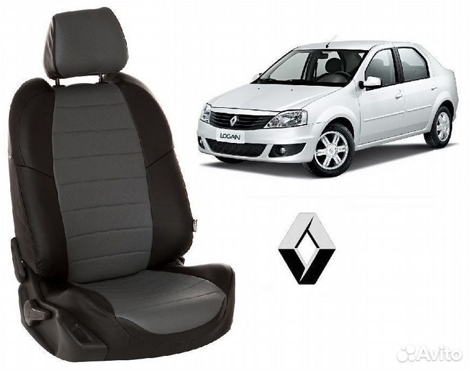 Чехлы из экокожи на Рено Логан 1 поколение 04-15г