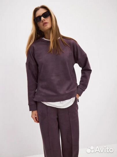 Костюм женский со свитшотом оверсайз теплый