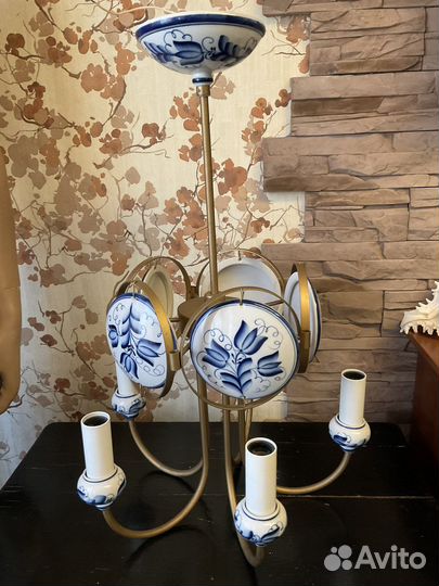 Люстра гжель,латунь СССР