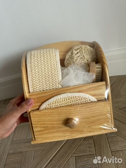 Набор щетка массажная мочалки для бани душа ванны