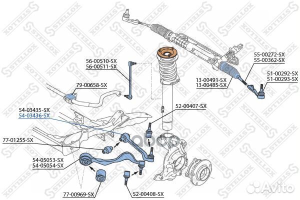 54-03436-SX рычаг правый BMW E87 04/E90 05 5