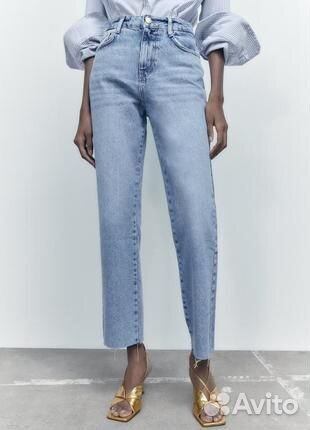Джинсы zara mom голубые 38