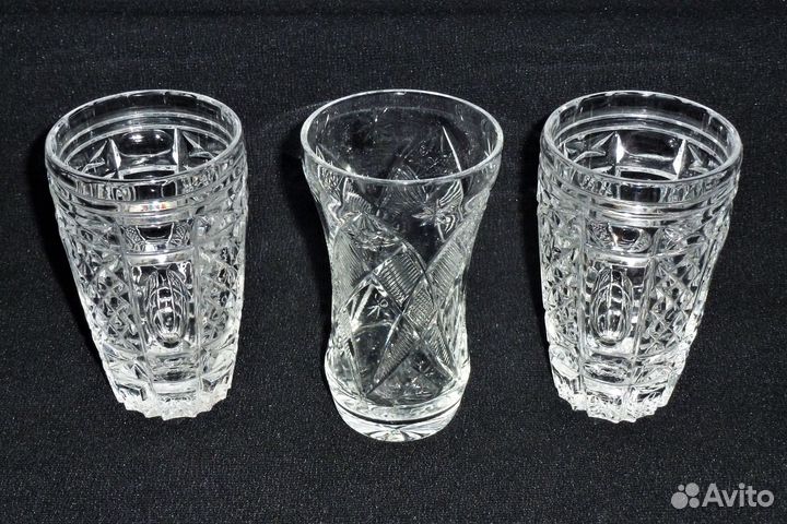 Бокалы высокие хрусталь СССР 3 шт