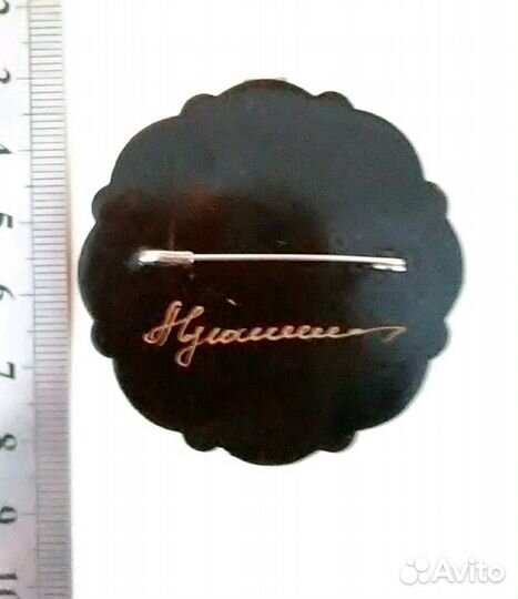 Брошь винтаж СССР, лаковая миниатюра