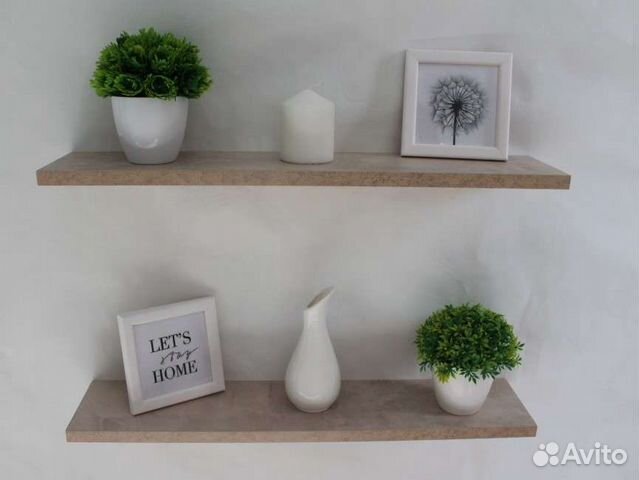 Полки навесные парящие настенные бежевые 2 шт