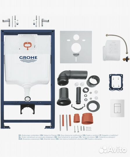 Унитаз и инсталляция Grohe с кнопкой золото