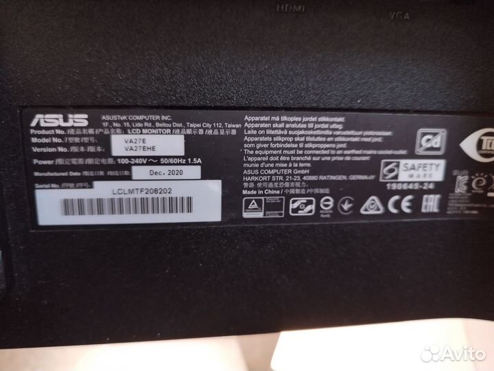 Монитор Asus va27e