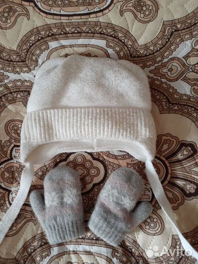 Комплект шапка, варежки