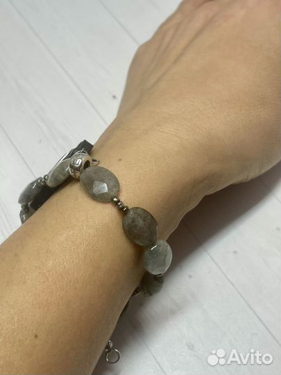 Браслет из лабрадора и агата Ботсвана