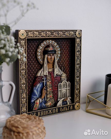 Икона Св. Равноапостольной Княгини Ольги 23х19 см