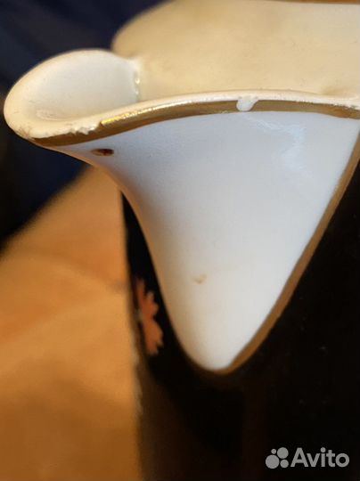 Сервиз фарфор чашка чайник Вербилки черное крытьё