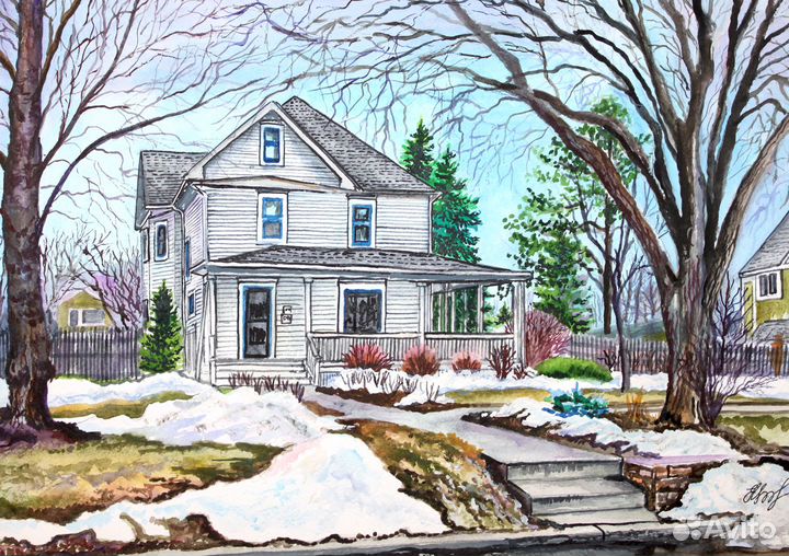 Картина акварелью Ранняя весна