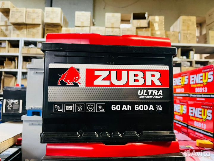 Аккумулятор 60 Ач Zubr Ultra 600А Гарантия 2 года