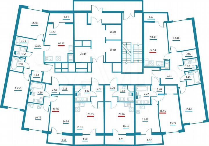 2-к. квартира, 64,5 м², 14/22 эт.