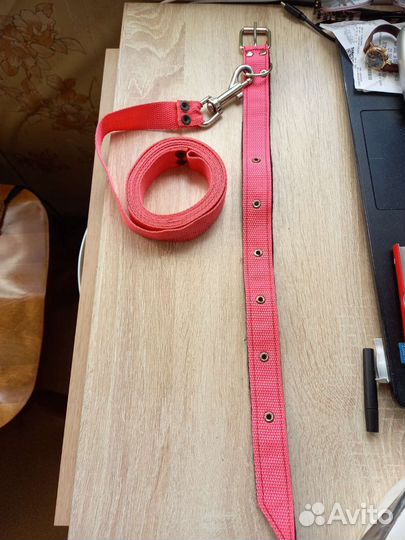 Поводок с ошейником розовый