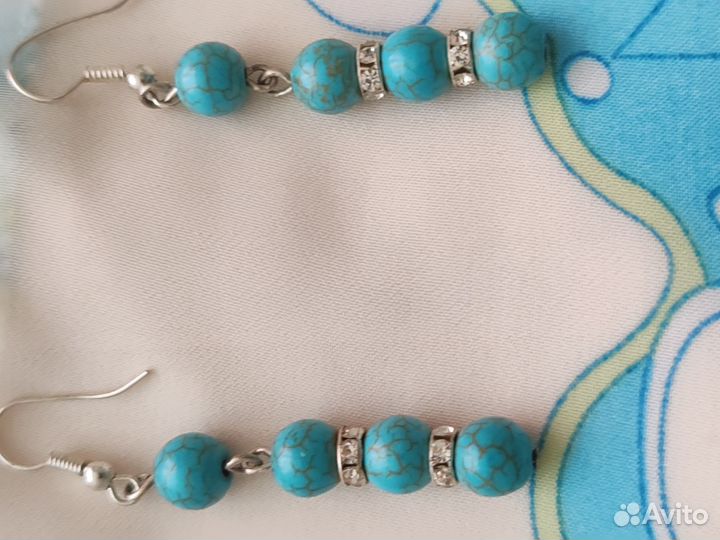 Серьги из натуральной бирюзы