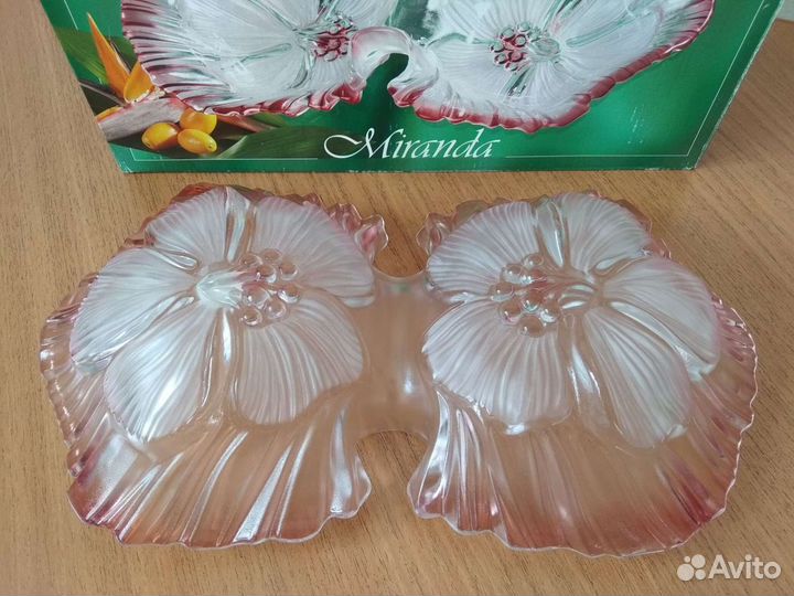 Новая Двойная Ваза Цветной Хрусталь Германия