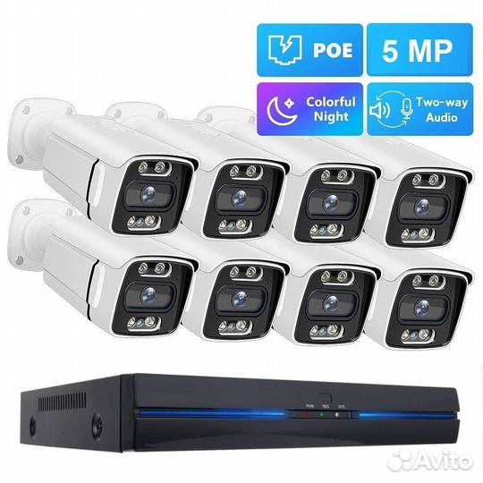 Готовый комплект видеонаблюдения на 8 IP камеры 5М